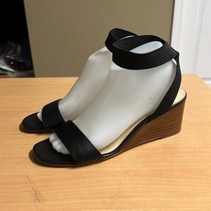 Sole Society Wedge Sandals 8.5 Black Leather